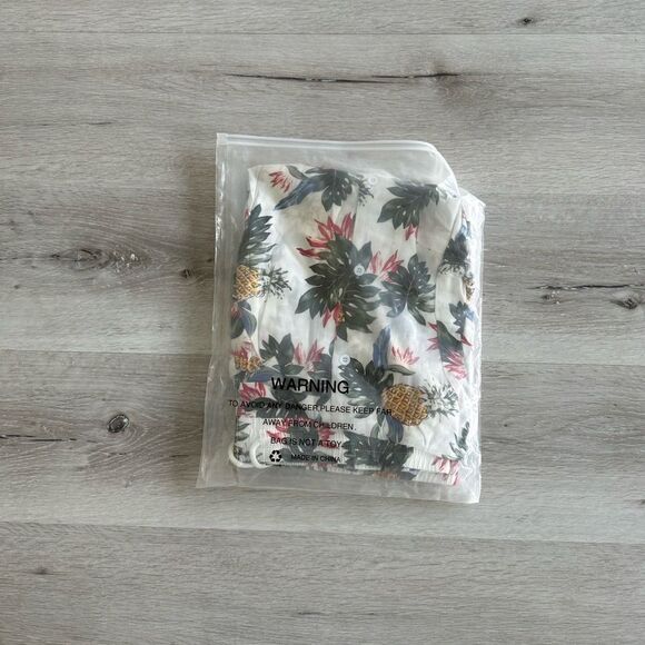 Coofandy Button Down Shirt and Short Set Pineapple Flower XL NWT‎ IN PKG - Picture 5 of 7